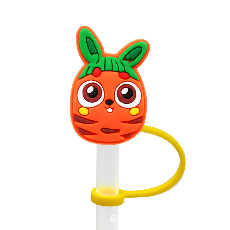 Wholesale of 10pcs Easter Cartoon Silicone Straw Sets